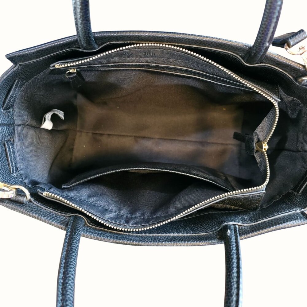 Nine West Elara Black Pebbled Faux Leather Small Satchel Crossbody Bag - Picture 9 of 12